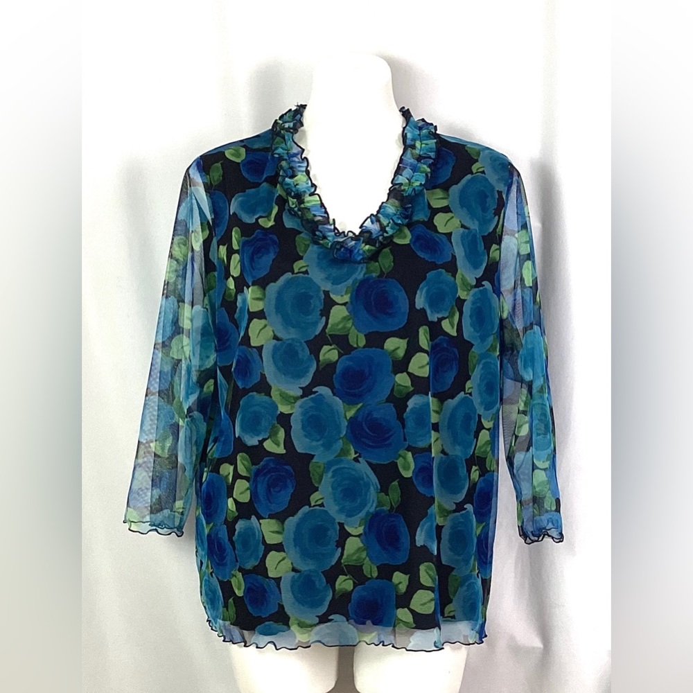 Uniform Woman -by John Paul Richard-sheer ruffle blouse